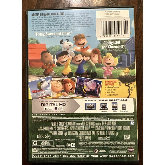 The Peanuts Movie 2015 DVD Peanuts Charlie Brown - Picture 2 of 4